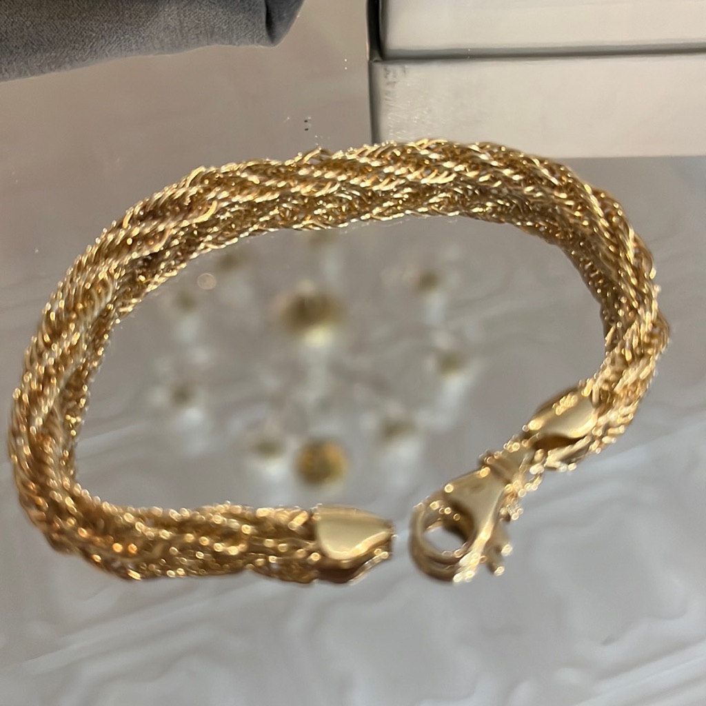 10kt Yellow Gold Spiga Barrel Bracelet 8 In. By Michael Anthony Real Gold